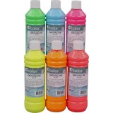 Guasa lavabila 6 x 500 ml, culori fluorescente