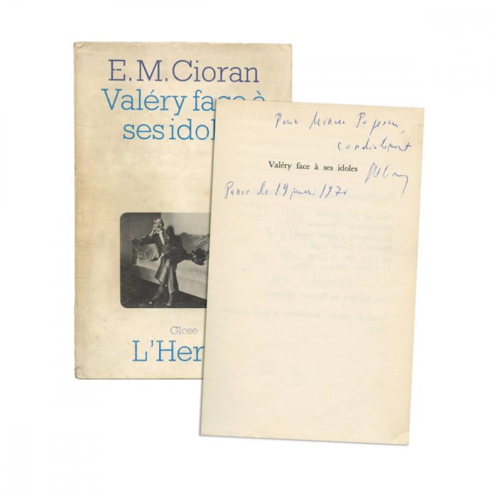 Emil Cioran, Val&eacute;ry face &agrave; ses idoles, 1970, cu dedicație pentru Mircea Popescu