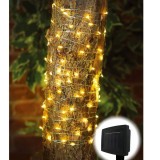 Ghirlanda luminoasa cu panou solar Hoff, exterior, 100 LED-uri cu lumina calda, 9.9 m, functie statica si flash