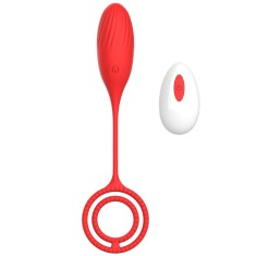 Ou Vibrator Elia Love Egg, 10 Moduri Vibratii, Remote Control, Silicon, USB, Rosu, 21.4 cm, Mokko Toys, Velvet Obsession