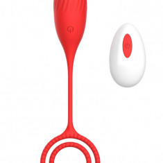 Ou Vibrator Elia Love Egg, 10 Moduri Vibratii, Remote Control, Silicon, USB, Rosu, 21.4 cm, Mokko Toys, Velvet Obsession