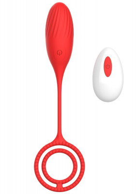 Ou Vibrator Elia Love Egg, 10 Moduri Vibratii, Remote Control, Silicon, USB, Rosu, 21.4 cm, Mokko Toys, Velvet Obsession foto