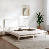 VidaXL Cadru de pat King Size, alb, 150x200 cm, lemn masiv