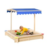 Nisipar din Lemn pentru Copii cu Banca Baldachin Reglabil Outsunny| AOSOM RO | Aosom Romania