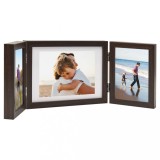Rama Foto Tripla Colaj vidaXL Maro Inchis, 22x15 cm + 2x(10x15 cm), MDF+PS, Design Pliabil