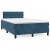 VidaXL Pat box spring cu saltea, albastru &icirc;nchis, 120x190 cm, catifea 3269859