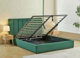 Pat Celine 160x200 cm Lada Depozitare Tapitat Catifea Nuanta Verde Somiera Inclusa MB32