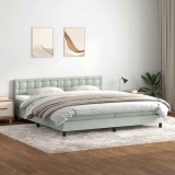 Cumpara ieftin Pat box spring cu saltea, gri deschis, 200x210 cm, catifea