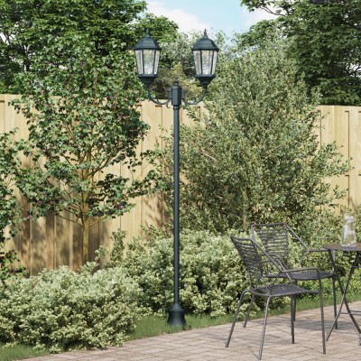 St&amp;acirc;lp de lumină pentru grădină vidaXL cu 2 lămpi E27 Verde 220 cm Aluminiu foto