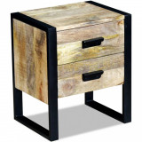 Masa laterala cu 2 sertare din lemn solid de mango, 43x33x51 cm GartenMobel Dekor, vidaXL