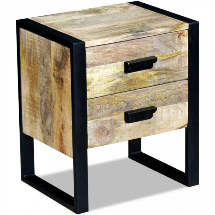 Masa laterala cu 2 sertare din lemn solid de mango, 43x33x51 cm GartenMobel Dekor