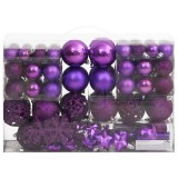 Set globuri de Craciun 111 buc., violet, polistiren