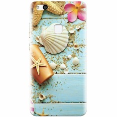 Husa silicon pentru Huawei P10 Lite, Blue Wood Seashells Sea Star