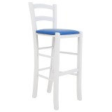 Scaun Paesana bar - cadru alb - imitatie piele albastru - 21898