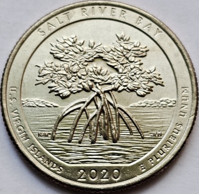 Monedă 25 cents / quarter 2020 USA, US Virgin Islands,Salt River Bay, unc, lit.P foto