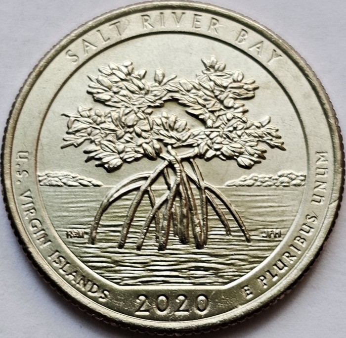 Monedă 25 cents / quarter 2020 USA, US Virgin Islands,Salt River Bay, unc, lit.P