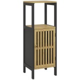 HOMCOM Dulap de Depozitare &Icirc;ngust, Dulap de Baie Mic din Bambus cu Compartiment Deschis și Raft Reglabil, 32x30x90.5 cm, Negru | Aosom Romania