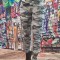 A803-100 Colanti casual cu talie inalta din material elastic cu model abstract