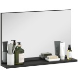 Kleankin Oglinda de Baie de Perete Moderna cu Raft 60x12x40 cm Negru