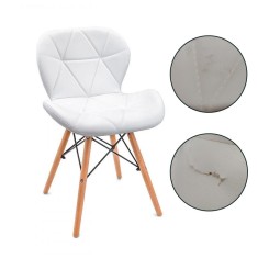 Scaun bucatarie, cadru lemn natur, design scandinav, alb, RESIGILAT