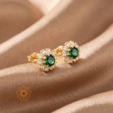 Cercei Regina Smaraldelor , Cercei cu Tija placati 18K Brazilia