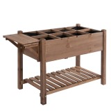 Outsunny Jardinieră Supra&icirc;nălțată din Lemn | Grădinărit cu Raft Pliabil și Spațiu de Depozitare | 123x54x74 cm Maro | Aosom Romania