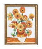 Cumpara ieftin Tablou celebru inramat pictat manual, Vaza cu floarea soarelui, 55x45cm ulei pe panza reproducere Vincent van Gogh