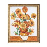 Tablou celebru inramat pictat manual, Vaza cu floarea soarelui, 55x45cm ulei pe panza reproducere Vincent van Gogh