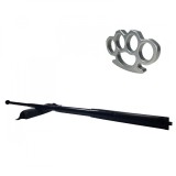 Cumpara ieftin Set Autoaparare: Baston Telescopic Otel 64cm, Negru + Box Argintiu 1cm - Ideal pentru Protectie si Siguranta