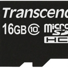 Card de memorie Transcend microSDHC, 16GB, Clasa 10 + Adaptor