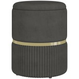 HOMCOM Puf rotund, Taburet tapitat cu spatiu de depozitare, Gri | Aosom Romania