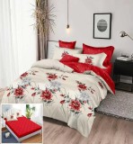 Cumpara ieftin Lenjerie Pat Zyra Sx154, Bumbac, 6 Piese, Cu Elastic, Crem, Rosu