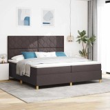 Cumpara ieftin Pat cu arcuri cu saltea Maro &icirc;nchis 200 x 200 cm țesătură