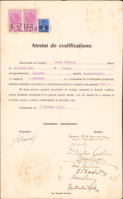 HST 429S Atestat cvalificațiune preot 1934 semnat mitropolit Vasile Lăzărescu foto