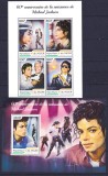 DB1 Muzica Michael Jackson 60 Anniv. Niger MS + SS MNH, Nestampilat