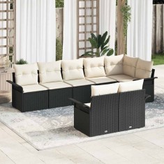 vidaXL Set de canapele pentru grădină cu pernă 8 pcs Negru Rattan poli 3354076