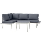 Outsunny Set Mobilier de Grădină din 3 Piese cu 2 Canapele cu Spătar Reglabil &icirc;n 5 Poziții și Măsuță, 139x63x65 cm, Gri | Aosom Romania