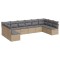 Set canapele de gradina cu perne, 10 piese, bej, poliratan