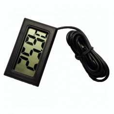 Termometru digital cu un senzor pe cablu, de culoare negru, fir sonda 1 metru foto