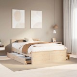 VidaXL Cadru pat fără saltea/cu tăblie, 140x190 cm, lemn masiv de pin