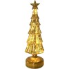 Decoratiune de Craciun, Flippy, Model Brad cu Stea, din Sticla, Lumini, Baterii 3 AA, 31.5 x 9 cm, Auriu