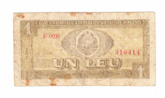 Bancnota 1 leu 1966, circulata, uzata foto