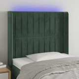 Cumpara ieftin Tăblie de pat cu LED, verde &icirc;nchis, 103x16x118/128 cm, catifea