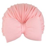 Căciuliță tip turban pentru bebeluși, roz, cu fundă pufoasă, CMCLASS
