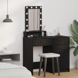 VidaXL Masă de cosmetică cu LED, stejar negru, 50x41x140 cm