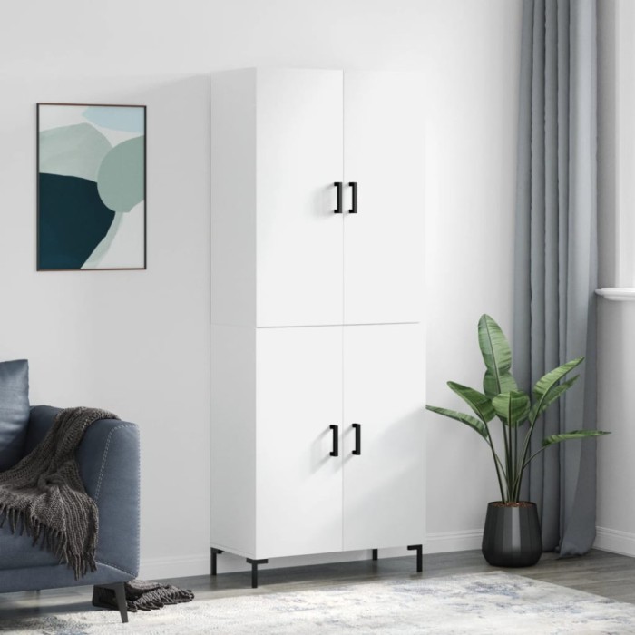Dulap &icirc;nalt, alb, 69,5x34x180 cm, lemn compozit