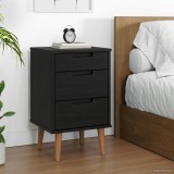 vidaXL Dulap de noapte Negru 40 x 35 x 65 cm Lemn masiv de pin 42020933