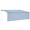 Copertina retractabila manual cu stor&amp;LED, albastru&amp;alb, 4x3 m
