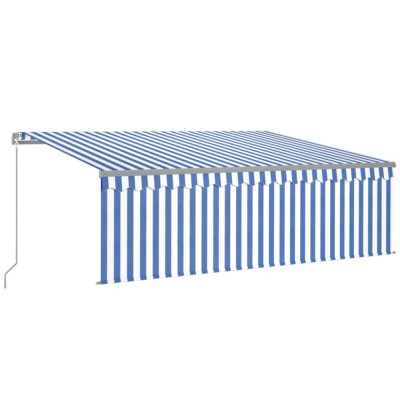 Copertina retractabila manual cu stor&amp;amp;LED, albastru&amp;amp;alb, 4x3 m foto