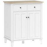 HOMCOM Bufet de bucătărie mobilier de depozitare pentru dormitor, salon birou cu 2 uși 2 sertare 76 x 48 x 91 cm alb | Aosom Romania